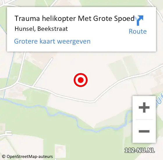 Locatie op kaart van de 112 melding: Trauma helikopter Met Grote Spoed Naar Hunsel, Beekstraat op 30 december 2023 12:14