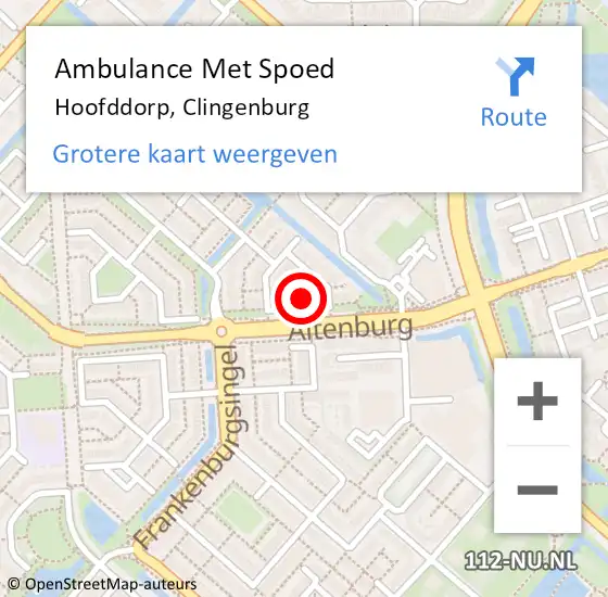 Locatie op kaart van de 112 melding: Ambulance Met Spoed Naar Hoofddorp, Clingenburg op 30 december 2023 12:56