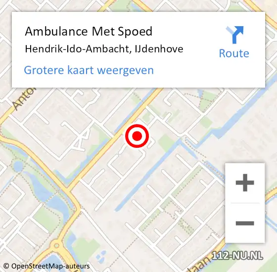 Locatie op kaart van de 112 melding: Ambulance Met Spoed Naar Hendrik-Ido-Ambacht, IJdenhove op 30 december 2023 13:29