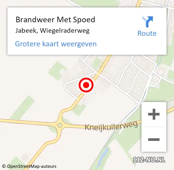 Locatie op kaart van de 112 melding: Brandweer Met Spoed Naar Jabeek, Wiegelraderweg op 30 december 2023 13:36