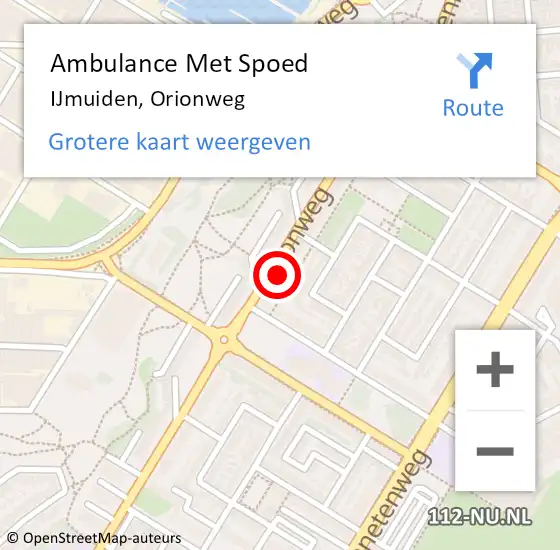 Locatie op kaart van de 112 melding: Ambulance Met Spoed Naar IJmuiden, Orionweg op 30 december 2023 13:43