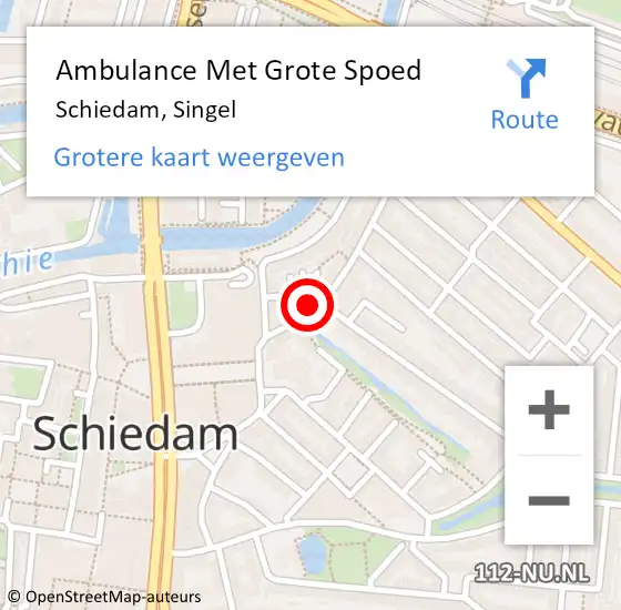 Locatie op kaart van de 112 melding: Ambulance Met Grote Spoed Naar Schiedam, Singel op 30 december 2023 14:40