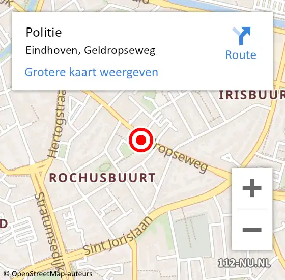 Locatie op kaart van de 112 melding: Politie Eindhoven, Geldropseweg op 30 december 2023 15:22
