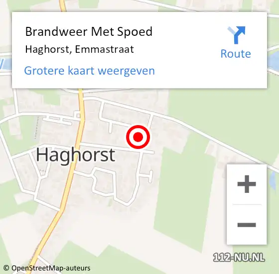 Locatie op kaart van de 112 melding: Brandweer Met Spoed Naar Haghorst, Emmastraat op 30 december 2023 16:17