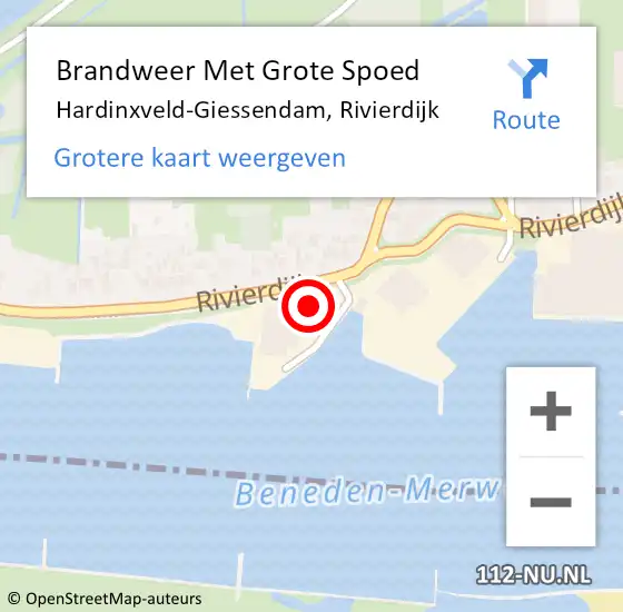 Locatie op kaart van de 112 melding: Brandweer Met Grote Spoed Naar Hardinxveld-Giessendam, Rivierdijk op 30 december 2023 16:31