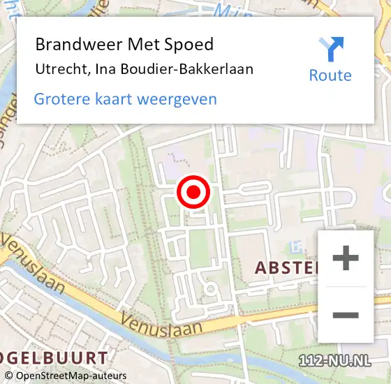Locatie op kaart van de 112 melding: Brandweer Met Spoed Naar Utrecht, Ina Boudier-Bakkerlaan op 30 december 2023 16:45