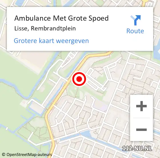 Locatie op kaart van de 112 melding: Ambulance Met Grote Spoed Naar Lisse, Rembrandtplein op 30 december 2023 18:23