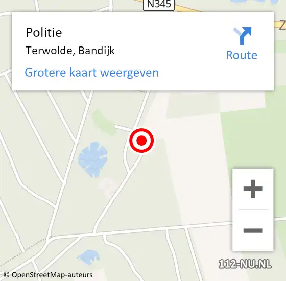 Locatie op kaart van de 112 melding: Politie Terwolde, Bandijk op 30 december 2023 18:57