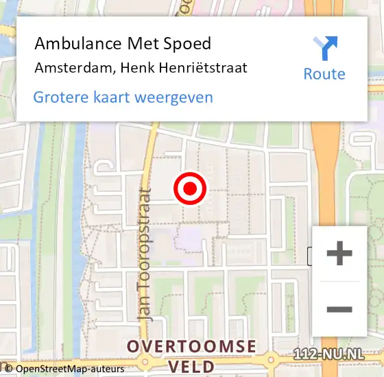 Locatie op kaart van de 112 melding: Ambulance Met Spoed Naar Amsterdam, Henk Henriëtstraat op 30 december 2023 19:09