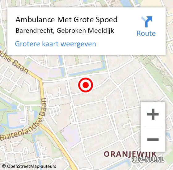Locatie op kaart van de 112 melding: Ambulance Met Grote Spoed Naar Barendrecht, Gebroken Meeldijk op 30 december 2023 19:40