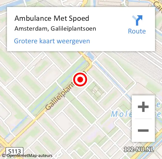 Locatie op kaart van de 112 melding: Ambulance Met Spoed Naar Amsterdam, Galileïplantsoen op 30 december 2023 20:26