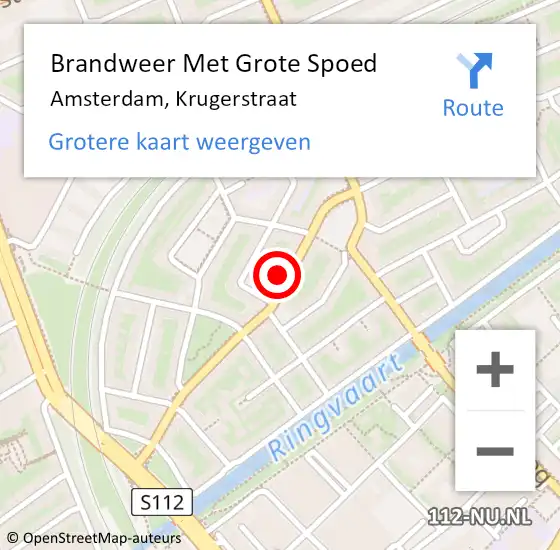Locatie op kaart van de 112 melding: Brandweer Met Grote Spoed Naar Amsterdam, Krugerstraat op 30 december 2023 20:37