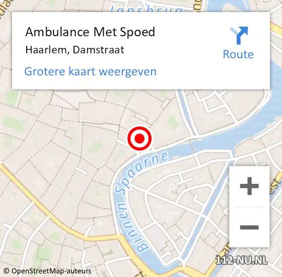 Locatie op kaart van de 112 melding: Ambulance Met Spoed Naar Haarlem, Damstraat op 30 december 2023 20:46