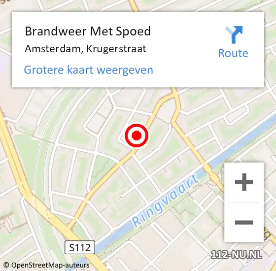 Locatie op kaart van de 112 melding: Brandweer Met Spoed Naar Amsterdam, Krugerstraat op 30 december 2023 21:09