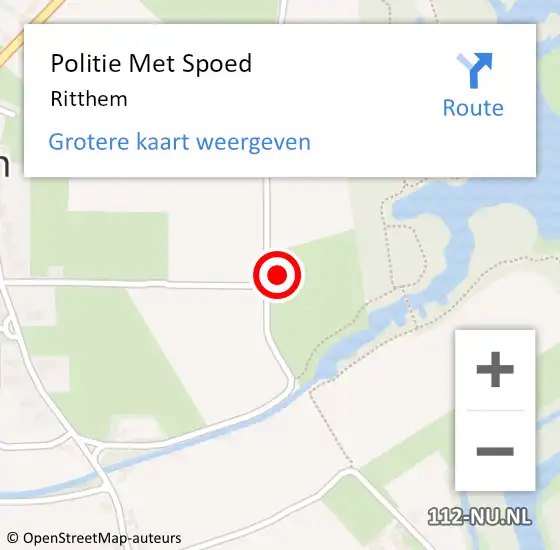 Locatie op kaart van de 112 melding: Politie Met Spoed Naar Ritthem op 30 december 2023 21:11
