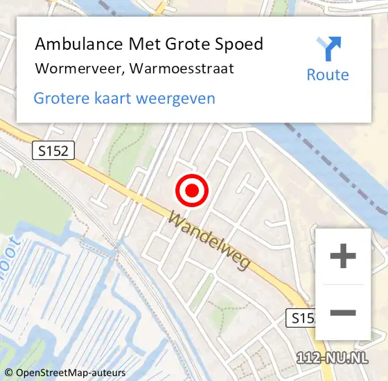 Locatie op kaart van de 112 melding: Ambulance Met Grote Spoed Naar Wormerveer, Warmoesstraat op 30 december 2023 21:12