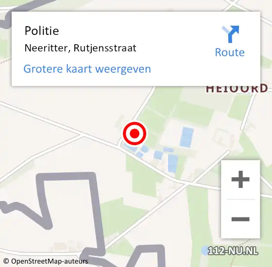Locatie op kaart van de 112 melding: Politie Neeritter, Rutjensstraat op 30 december 2023 21:23