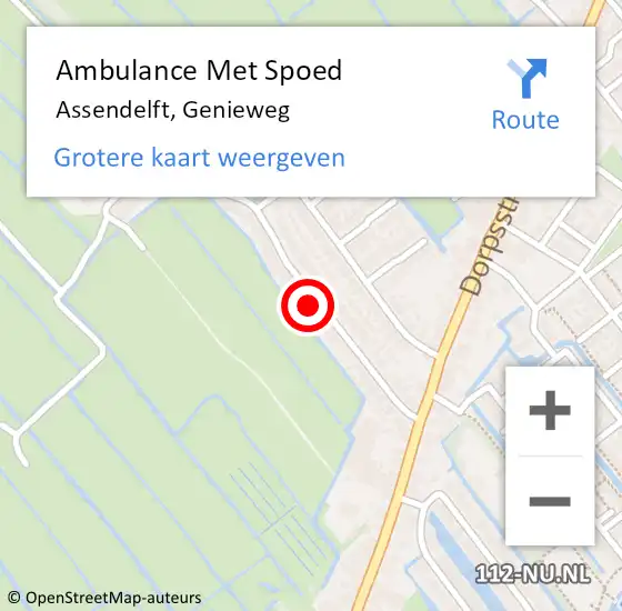 Locatie op kaart van de 112 melding: Ambulance Met Spoed Naar Assendelft, Genieweg op 30 december 2023 21:31