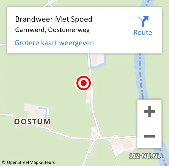 Locatie op kaart van de 112 melding: Brandweer Met Spoed Naar Garnwerd, Oostumerweg op 30 december 2023 21:34