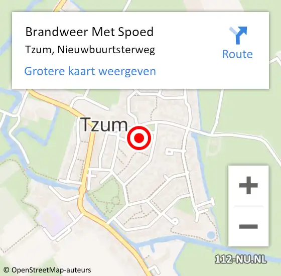 Locatie op kaart van de 112 melding: Brandweer Met Spoed Naar Tzum, Nieuwbuurtsterweg op 30 december 2023 21:41