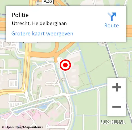 Locatie op kaart van de 112 melding: Politie Utrecht, Heidelberglaan op 30 december 2023 22:33