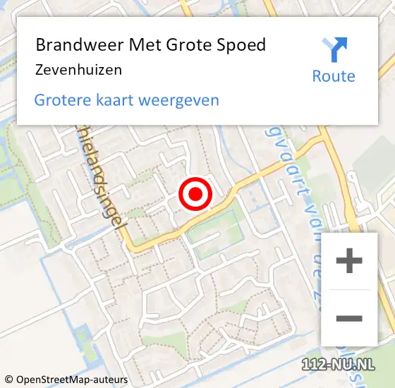 Locatie op kaart van de 112 melding: Brandweer Met Grote Spoed Naar Zevenhuizen op 30 december 2023 22:56