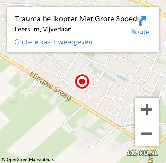 Locatie op kaart van de 112 melding: Trauma helikopter Met Grote Spoed Naar Leersum, Vijverlaan op 30 december 2023 22:58