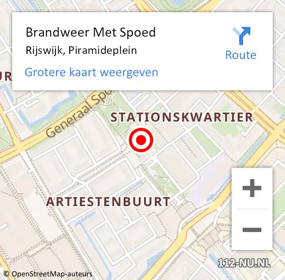 Locatie op kaart van de 112 melding: Brandweer Met Spoed Naar Rijswijk, Piramideplein op 30 december 2023 23:21