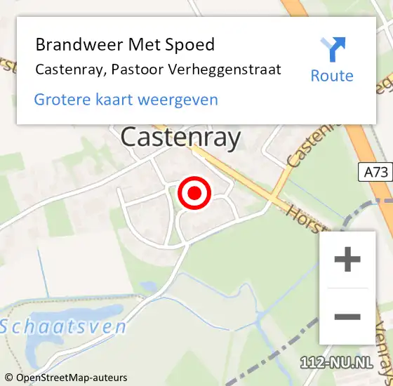 Locatie op kaart van de 112 melding: Brandweer Met Spoed Naar Castenray, Pastoor Verheggenstraat op 31 december 2023 00:03