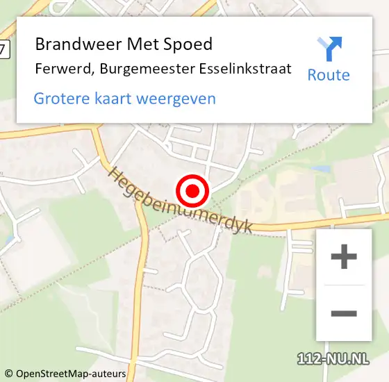 Locatie op kaart van de 112 melding: Brandweer Met Spoed Naar Ferwerd, Burgemeester Esselinkstraat op 31 december 2023 00:26