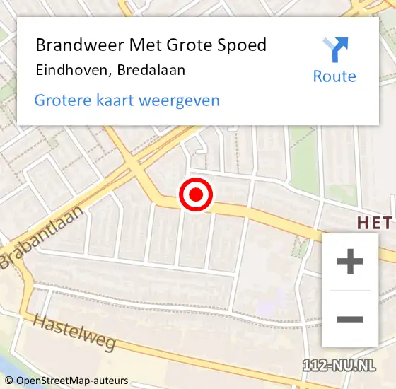Locatie op kaart van de 112 melding: Brandweer Met Grote Spoed Naar Eindhoven, Bredalaan op 31 december 2023 00:32