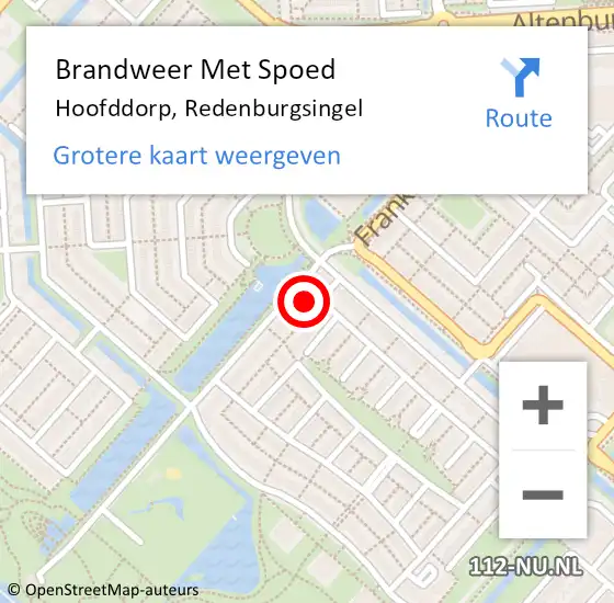 Locatie op kaart van de 112 melding: Brandweer Met Spoed Naar Hoofddorp, Redenburgsingel op 31 december 2023 01:11