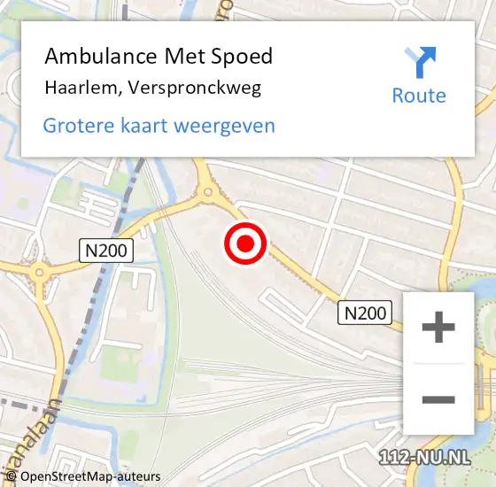 Locatie op kaart van de 112 melding: Ambulance Met Spoed Naar Haarlem, Verspronckweg op 31 december 2023 01:12