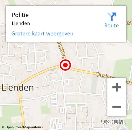Locatie op kaart van de 112 melding: Politie Lienden op 31 december 2023 01:15