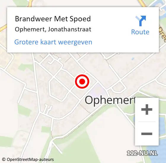 Locatie op kaart van de 112 melding: Brandweer Met Spoed Naar Ophemert, Jonathanstraat op 31 december 2023 02:30
