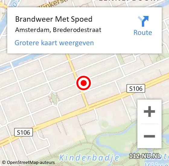 Locatie op kaart van de 112 melding: Brandweer Met Spoed Naar Amsterdam, Brederodestraat op 31 december 2023 02:35