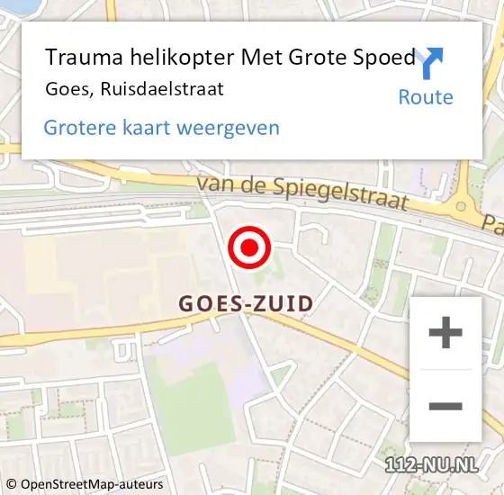 Locatie op kaart van de 112 melding: Trauma helikopter Met Grote Spoed Naar Goes, Ruisdaelstraat op 31 december 2023 04:31