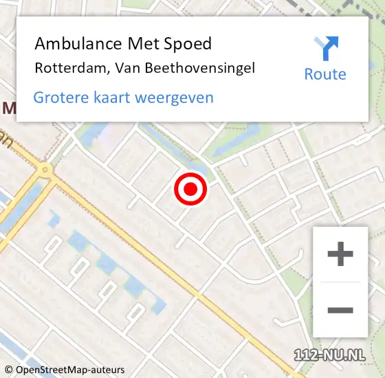 Locatie op kaart van de 112 melding: Ambulance Met Spoed Naar Rotterdam, Van Beethovensingel op 31 december 2023 04:35