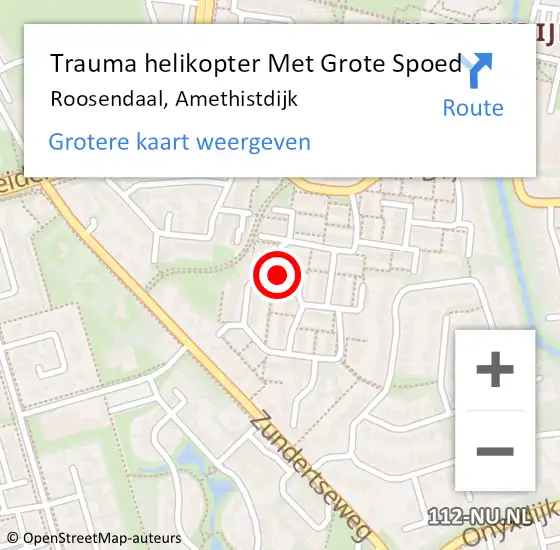 Locatie op kaart van de 112 melding: Trauma helikopter Met Grote Spoed Naar Roosendaal, Amethistdijk op 31 december 2023 09:19