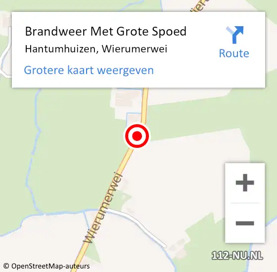 Locatie op kaart van de 112 melding: Brandweer Met Grote Spoed Naar Hantumhuizen, Wierumerwei op 20 september 2014 11:36