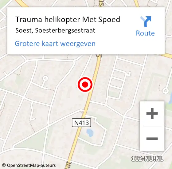 Locatie op kaart van de 112 melding: Trauma helikopter Met Spoed Naar Soest, Soesterbergsestraat op 31 december 2023 10:30
