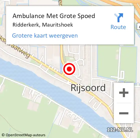 Locatie op kaart van de 112 melding: Ambulance Met Grote Spoed Naar Ridderkerk, Mauritshoek op 31 december 2023 10:58