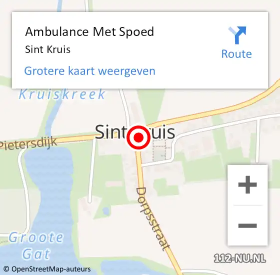 Locatie op kaart van de 112 melding: Ambulance Met Spoed Naar Sint Kruis op 31 december 2023 11:15