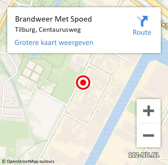 Locatie op kaart van de 112 melding: Brandweer Met Spoed Naar Tilburg, Centaurusweg op 31 december 2023 12:06