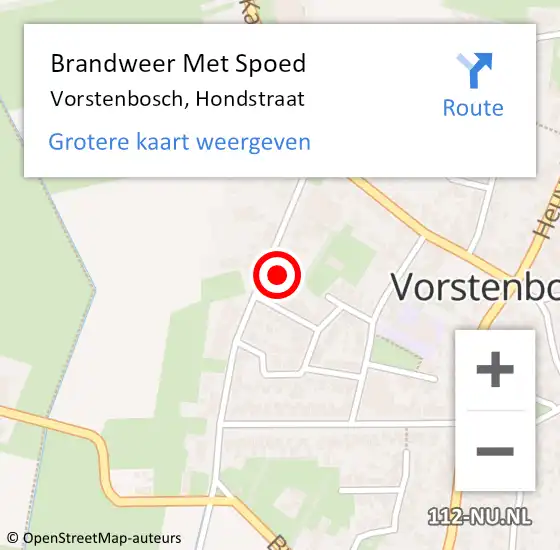 Locatie op kaart van de 112 melding: Brandweer Met Spoed Naar Vorstenbosch, Hondstraat op 31 december 2023 12:13