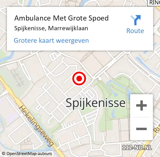 Locatie op kaart van de 112 melding: Ambulance Met Grote Spoed Naar Spijkenisse, Marrewijklaan op 31 december 2023 12:25