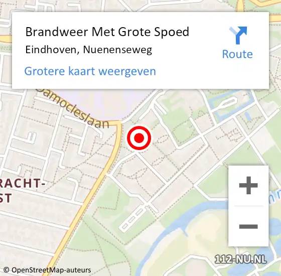 Locatie op kaart van de 112 melding: Brandweer Met Grote Spoed Naar Eindhoven, Nuenenseweg op 31 december 2023 12:27