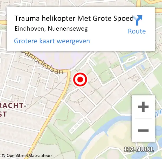 Locatie op kaart van de 112 melding: Trauma helikopter Met Grote Spoed Naar Eindhoven, Nuenenseweg op 31 december 2023 12:30
