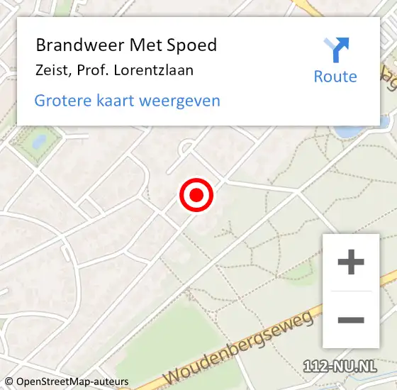 Locatie op kaart van de 112 melding: Brandweer Met Spoed Naar Zeist, Prof. Lorentzlaan op 31 december 2023 12:49