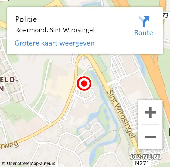 Locatie op kaart van de 112 melding: Politie Roermond, Sint Wirosingel op 31 december 2023 13:02